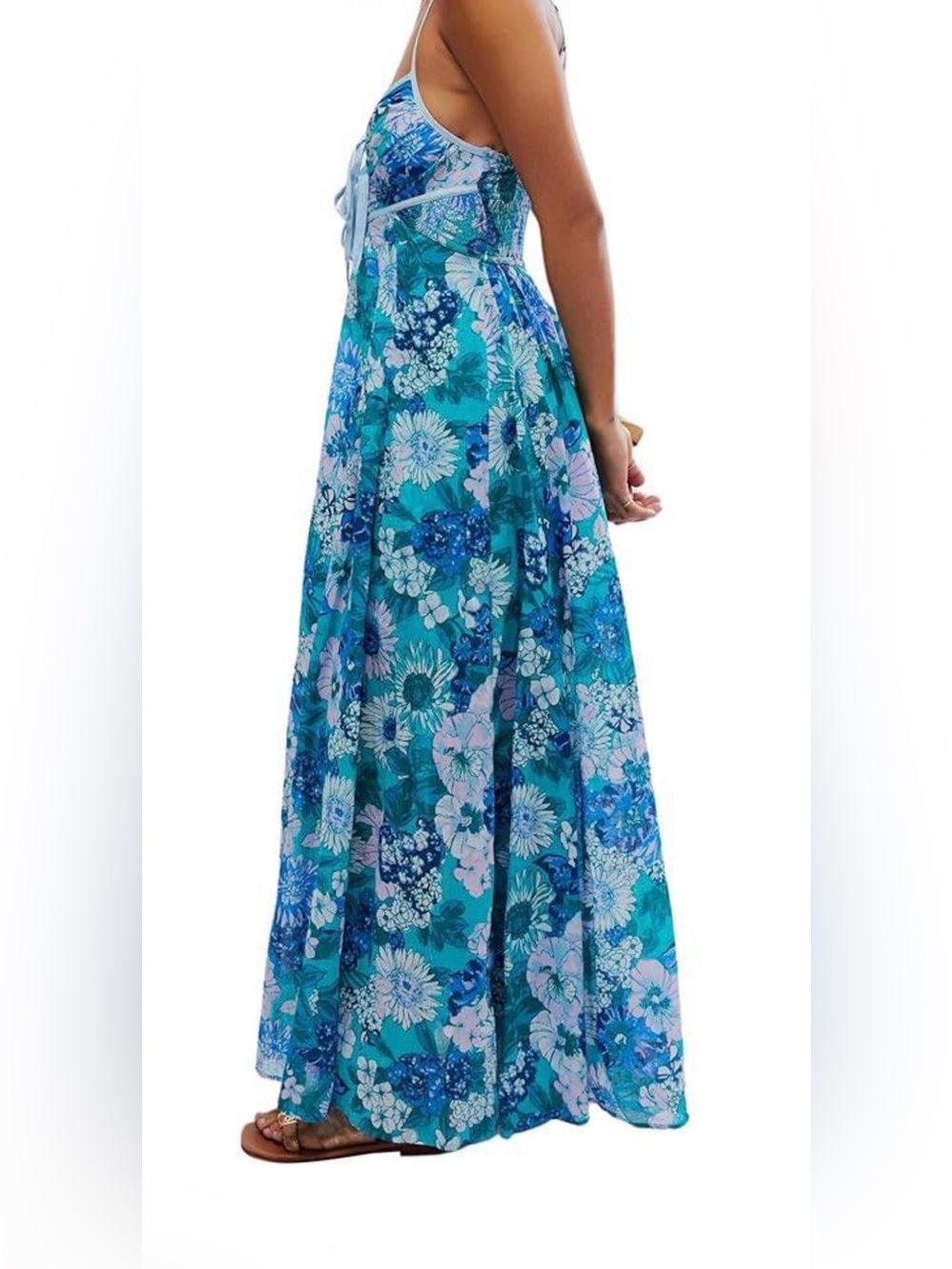 Free People Dream Weaver Floral Lace-Up Maxi Dress - Picture 2 of 9